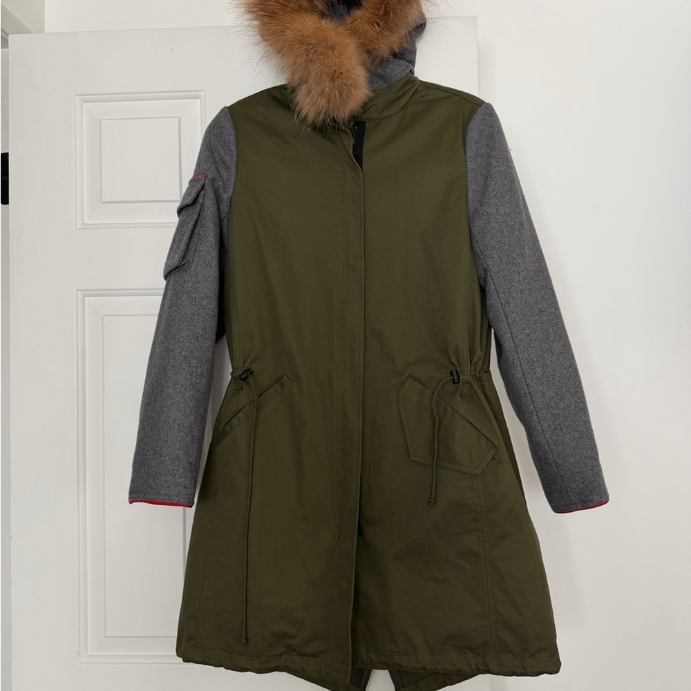 Walter Baker Olive and Gray Utility Jacket with Faux Fur
